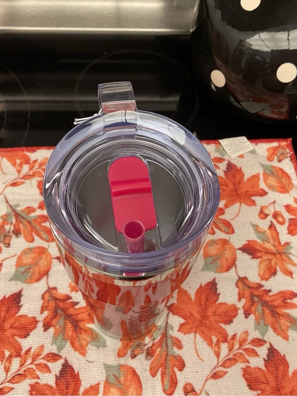 Magenta Insulated Travel Tumbler with Straw